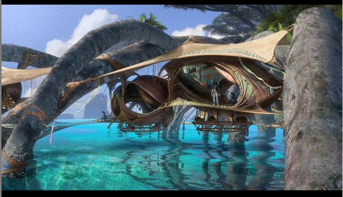 Concept illustration by artist Jonathan Bach of the Metkayina village