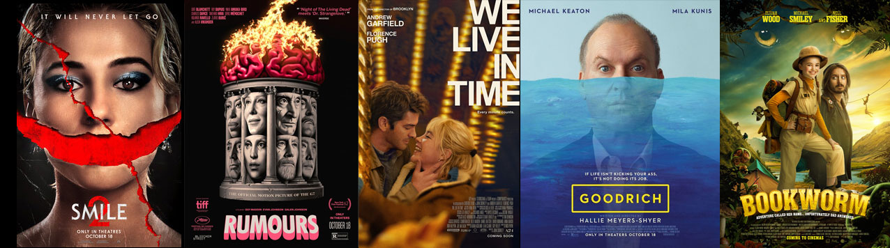 New movies in theaters - Smile 2, We Live in Time, Goodrich, Rumours, Bookworm